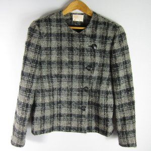 Vtg Pendleton 8 Plaid Wool Asymmetric Blazer USA